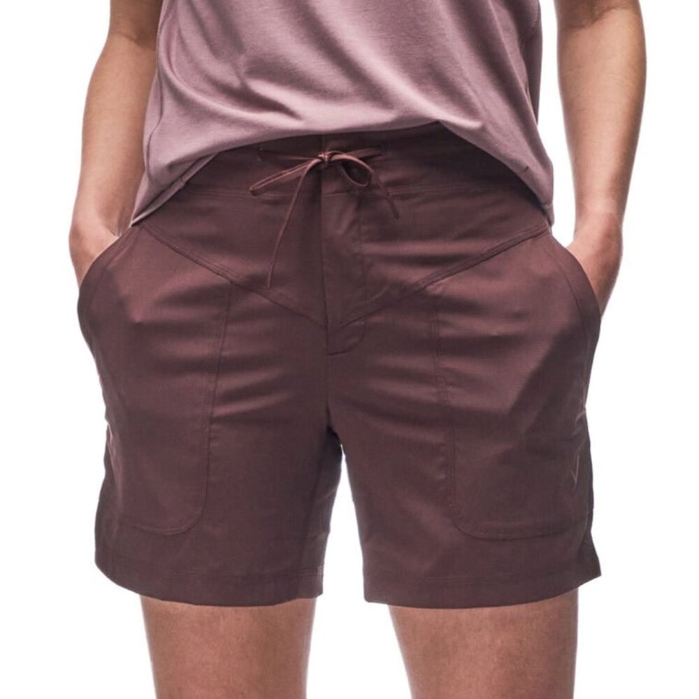 INDYEVA Sahra Woven Stretch Shorts Nylon Blend Chocolate Brown Womens Med x 6.5"